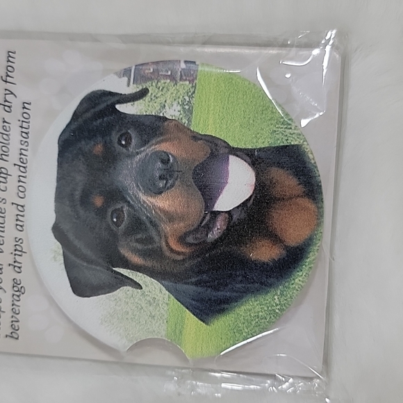 Rottweiler Set of 2 Absorbent Car Coaster - Picture 3 of 5